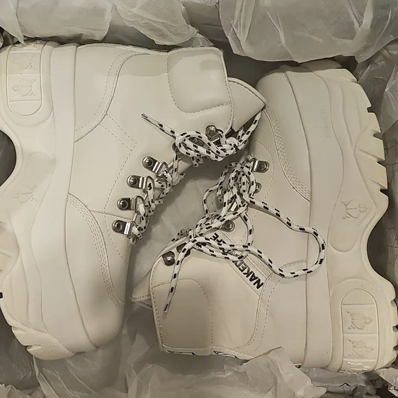 Naked Wolfe Spike Wicked White Platform High-Top Sneakers sz 7 US - Picture 9 of 15